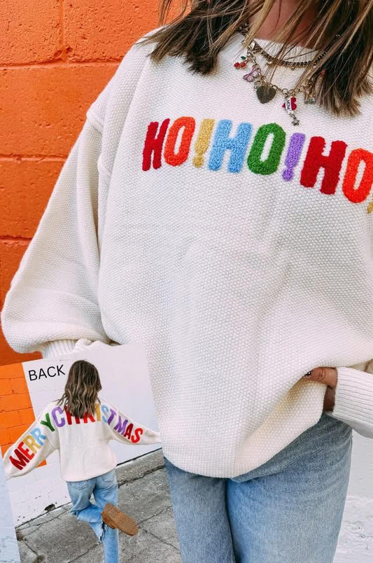 Ho Ho Ho Merry Christmas Chenille Sweater