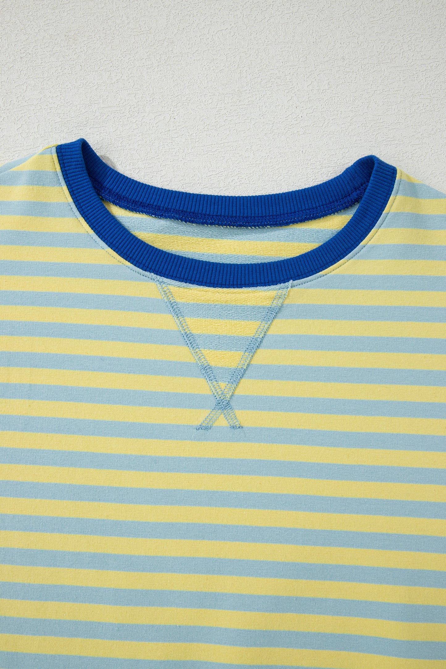 Green Stripe Drop Shoulder Boxy Casual Terry Short Set