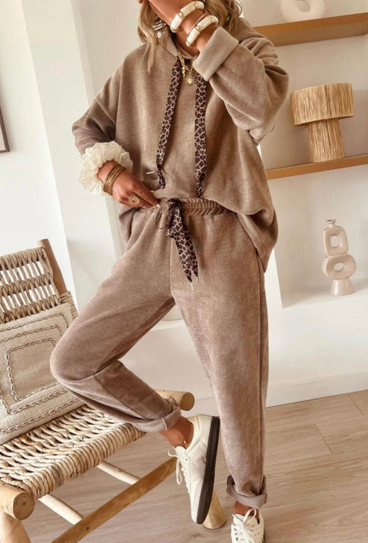 Pre-order Corduroy Hooded Pullover Pants Set