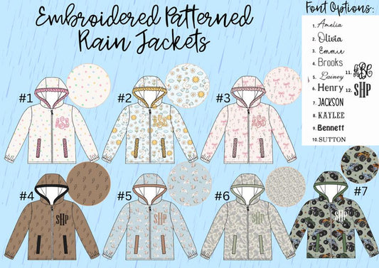 Pre-order Embroidered Patterned Rain Jackets
