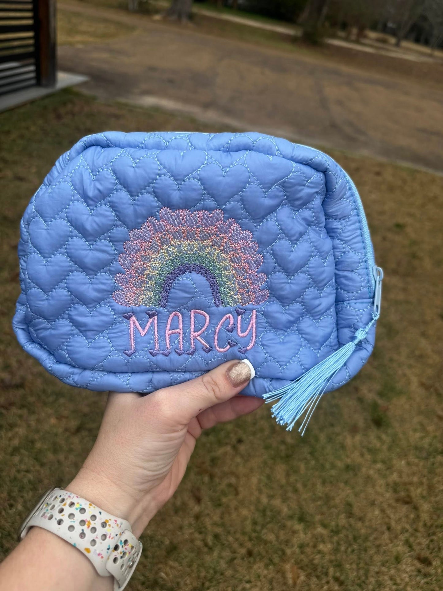 Embroidered Heart Cosmetic Bags