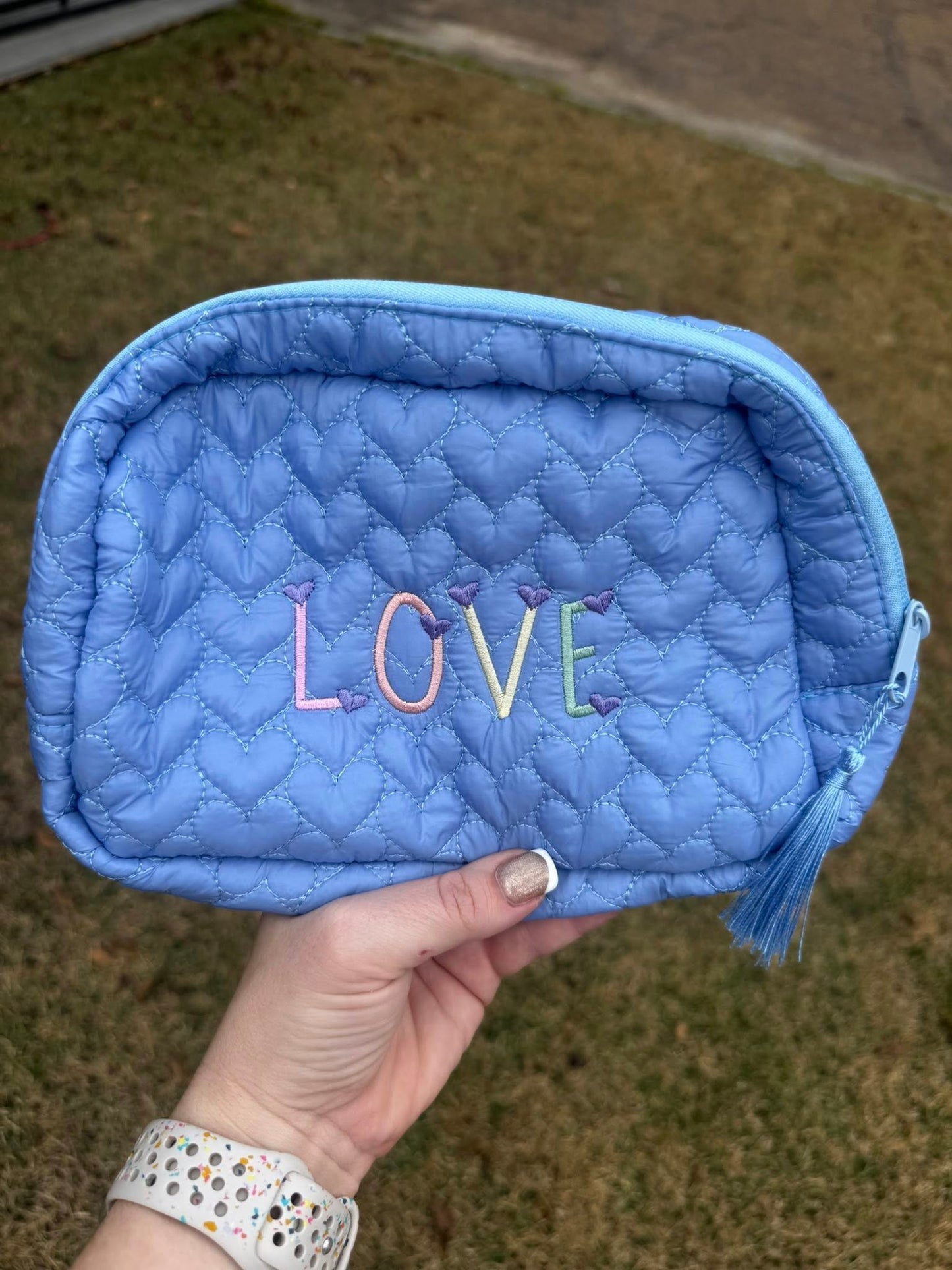 Embroidered Heart Cosmetic Bags