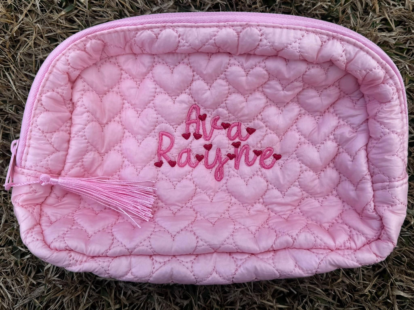Embroidered Heart Cosmetic Bags
