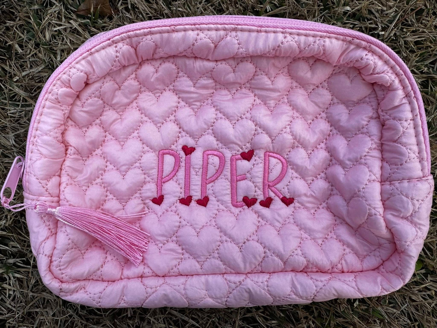 Embroidered Heart Cosmetic Bags