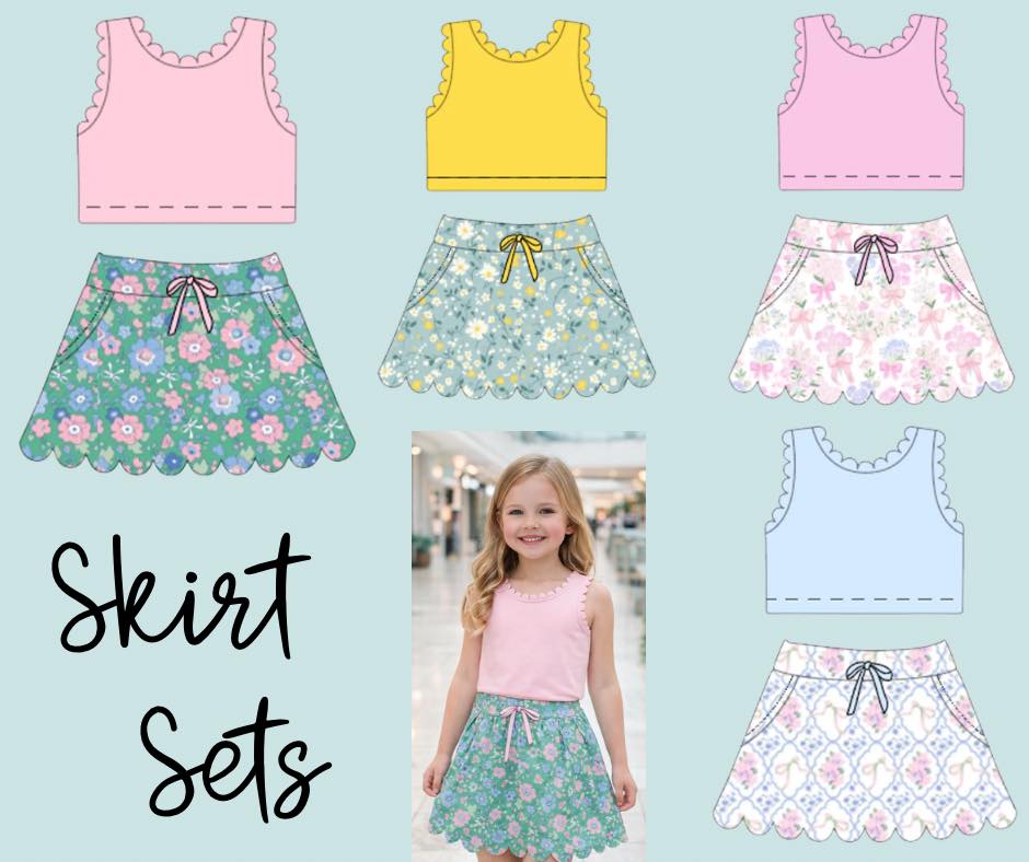 Floral Scalloped Skirt Sets