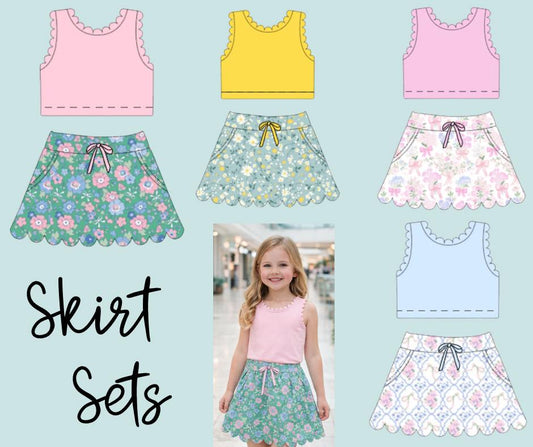 Floral Scalloped Skirt Sets