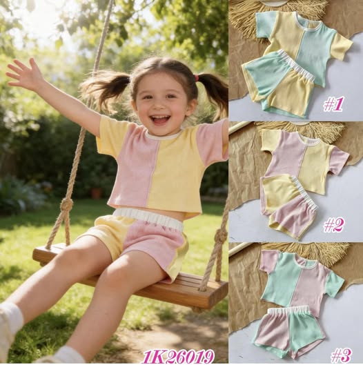 Pre-order Summer Waffle Knit Colorblock Set