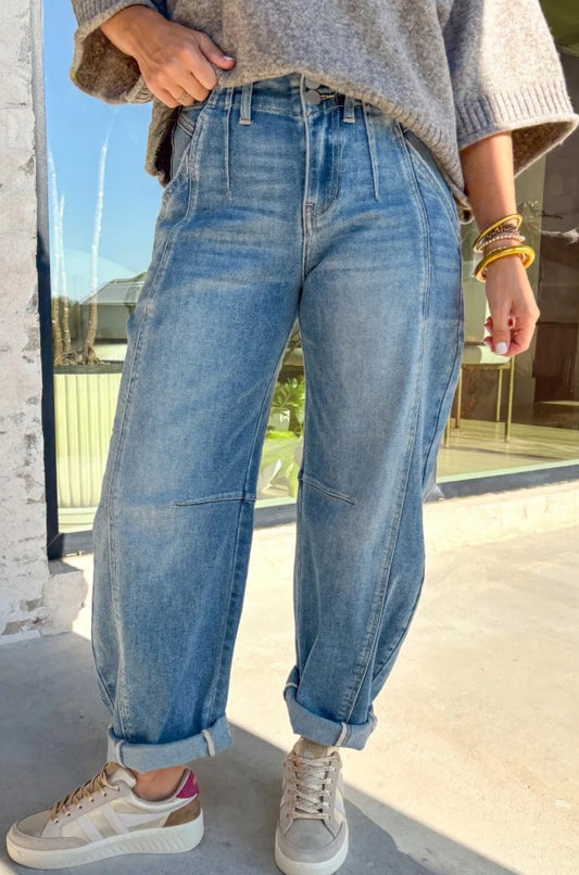 Medium Wash Barrel Jeans