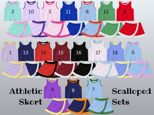 Pre-order Athletic Scalloped Skort Sets