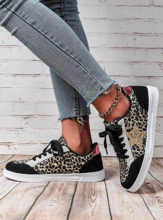 Leopard Black Glitter Sneakers