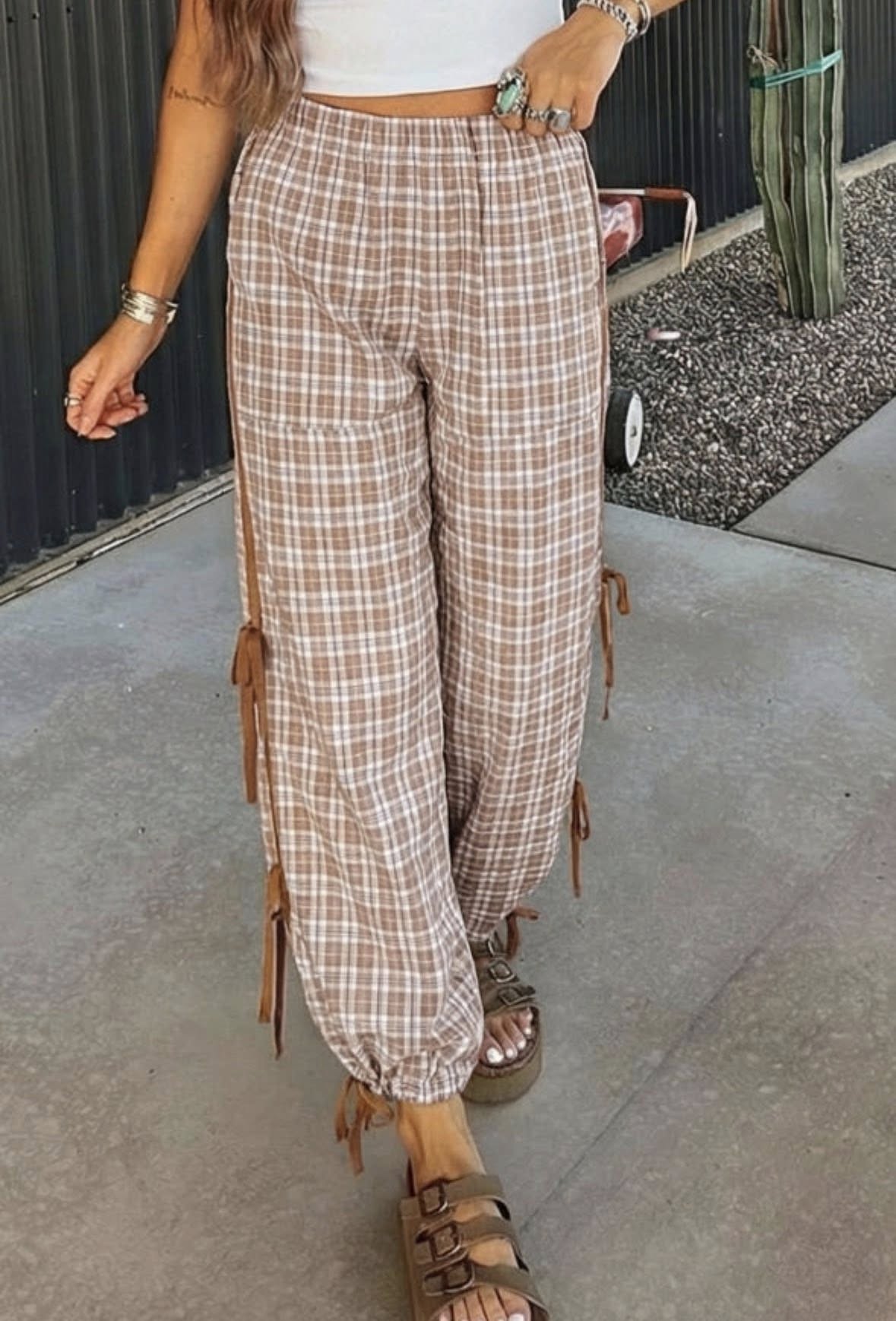 Pre-order Chestnut Tie Detail Jogger Pants