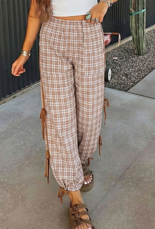 Pre-order Chestnut Tie Detail Jogger Pants