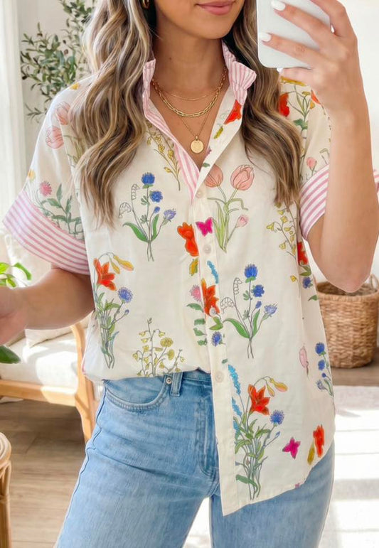 Pre-order Floral Button-up Top (Multiple Colors)