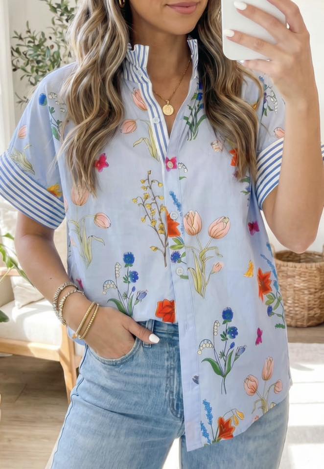 Pre-order Floral Button-up Top (Multiple Colors)