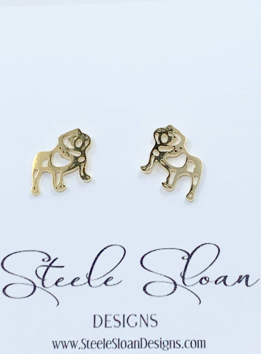 Bulldog Gold Stud Earrings