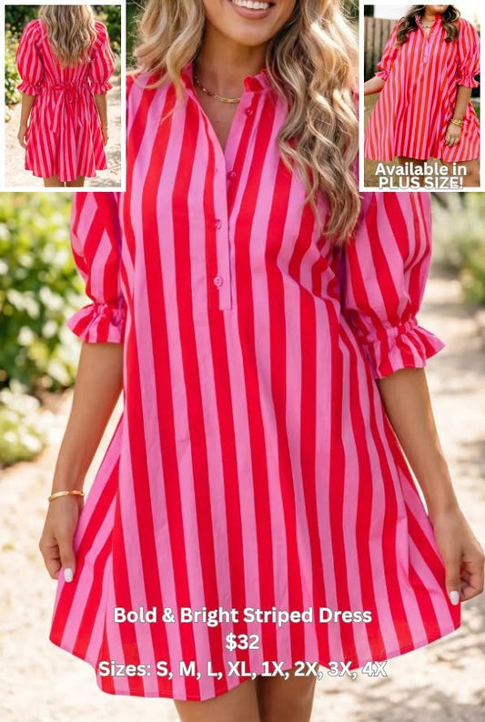 Pre-order Bold & Bright Striped Dress