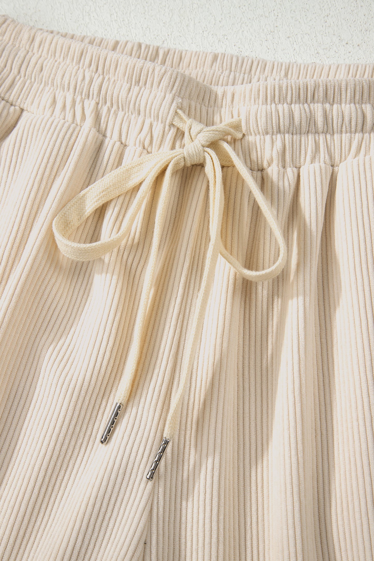 Chestnut Drawstring Elastic Waist Casual Corduroy Pants