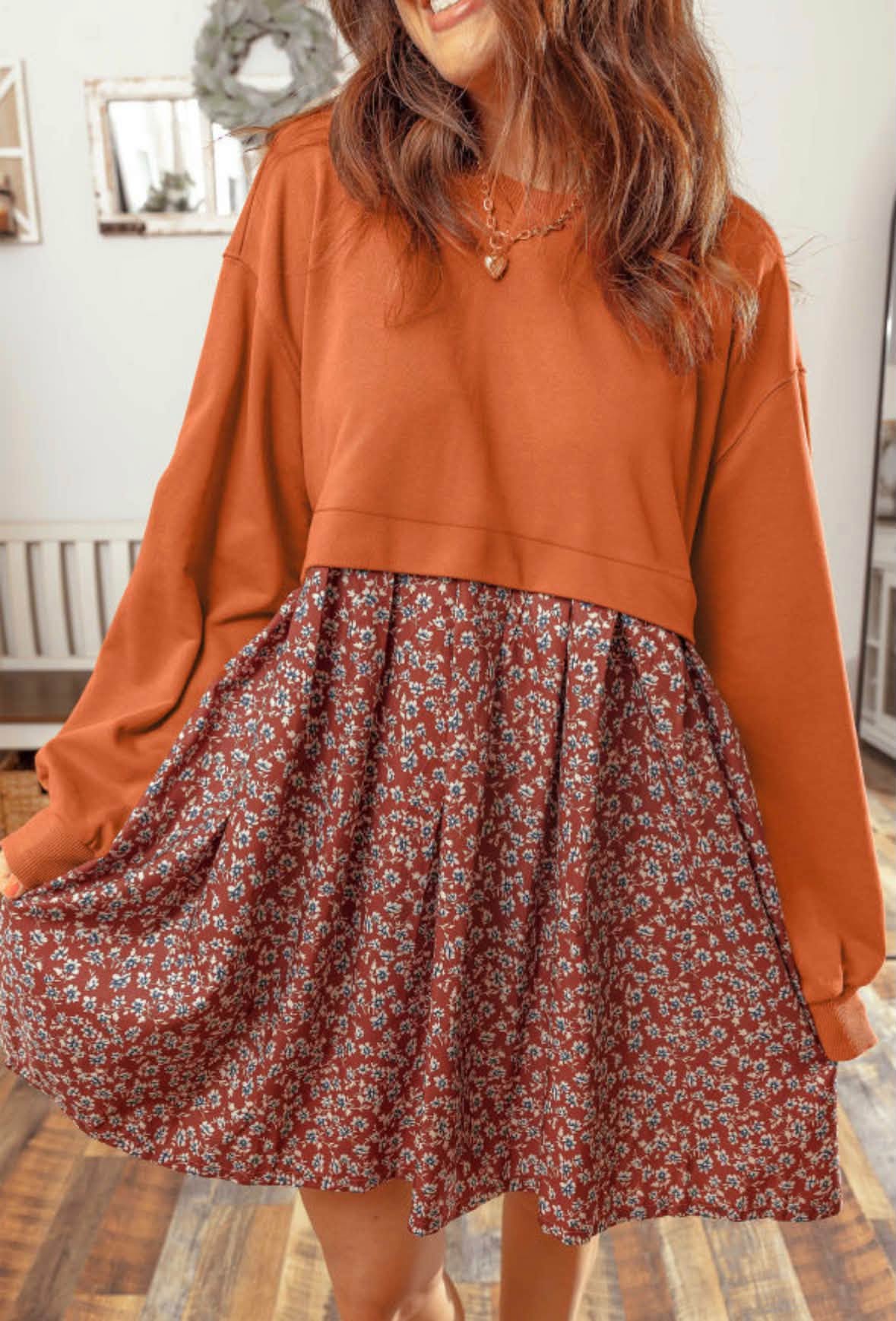 Pre-order Rustic Floral Sweatshirt Dress