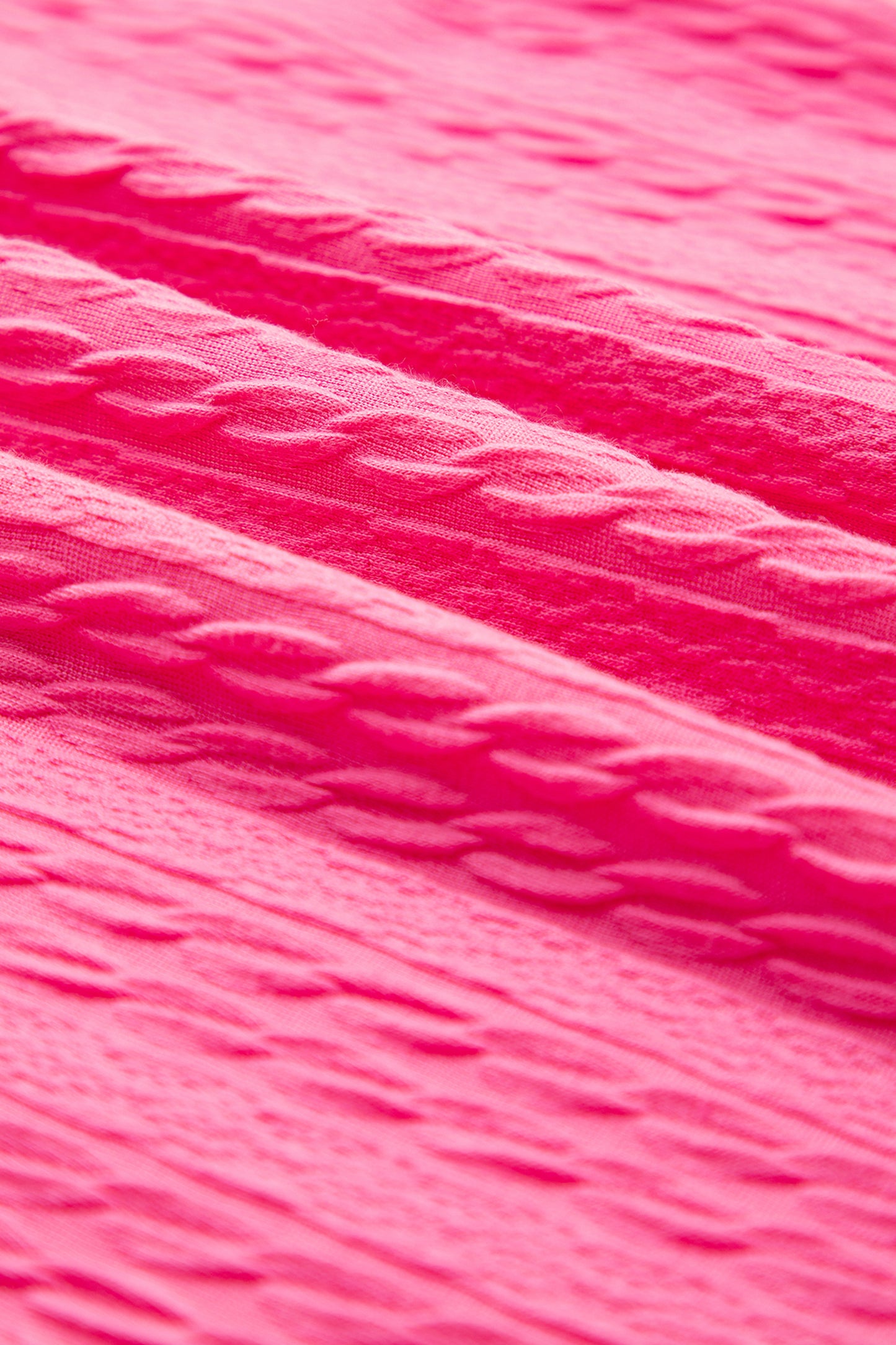 Bright Pink Textured Color Block Trim Loose Tee Drawstring Shorts 2pcs Set