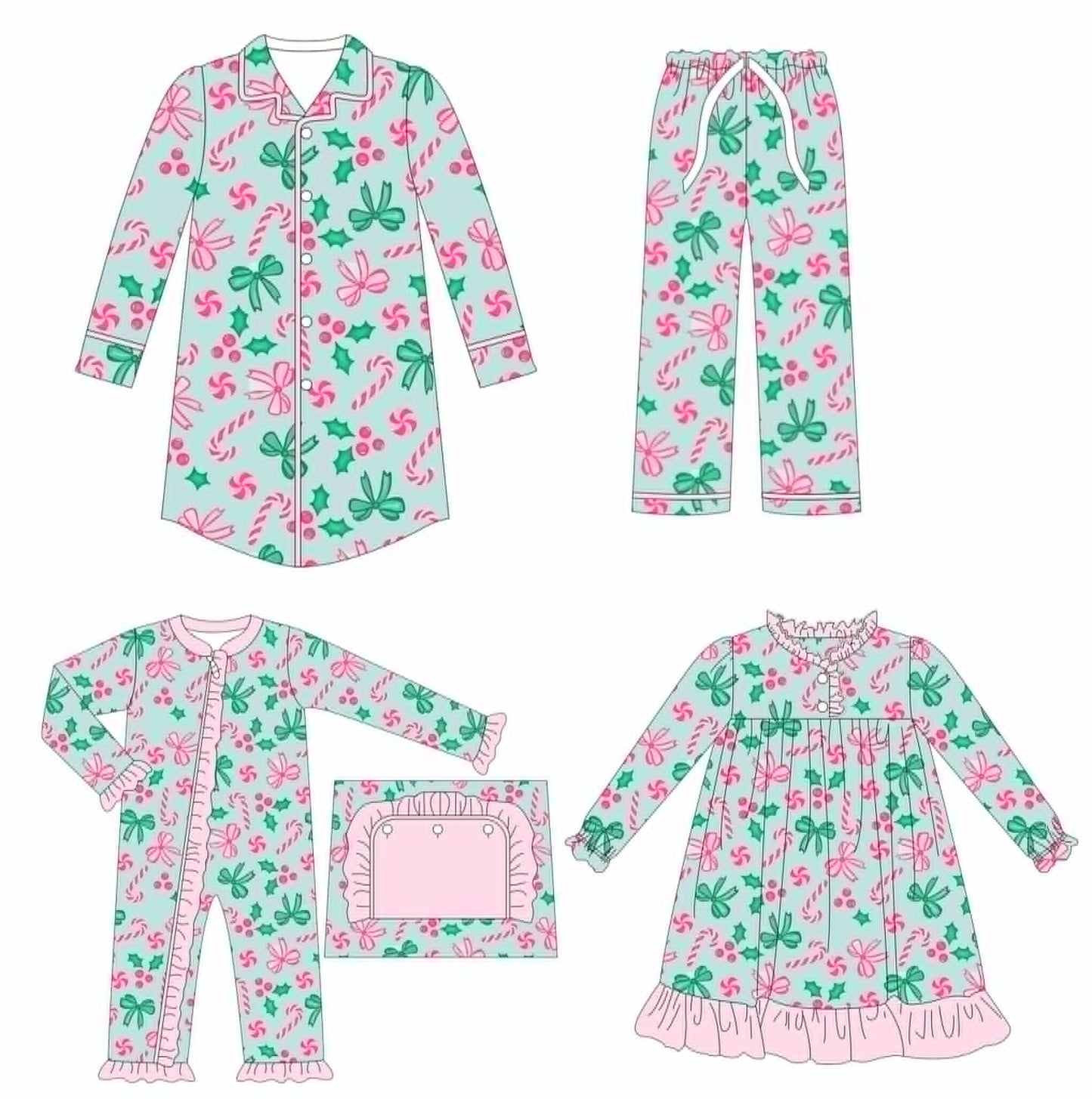PO16 Pink & Green Candy Canes & Holly