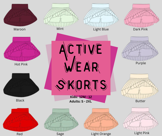 Pre-order PO35 Active Wear Skorts for Adults