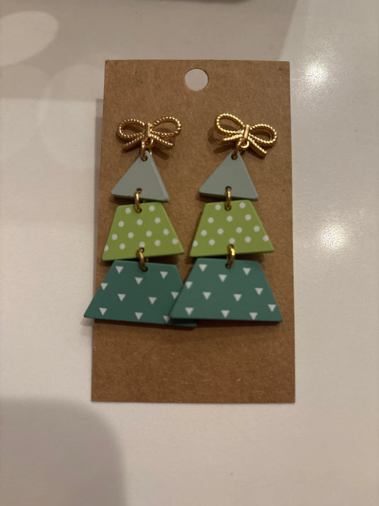 Geometric Christmas Tree Earrings