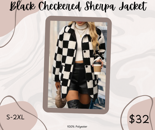 Pre-order Black Checkered Sherpa Jacket