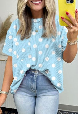 Sky Blue Polka Dot Top