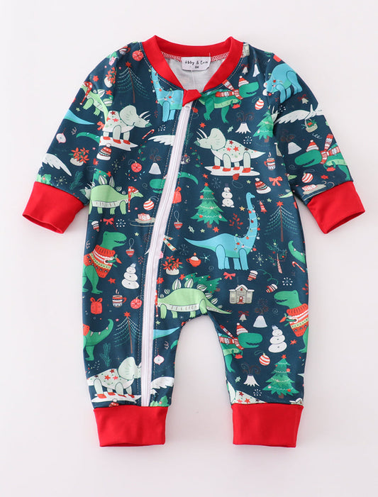Christmas Dinosaur PJ Romper