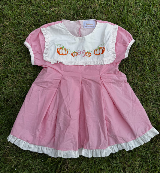 Pink Embroidered Pumpkin Dress