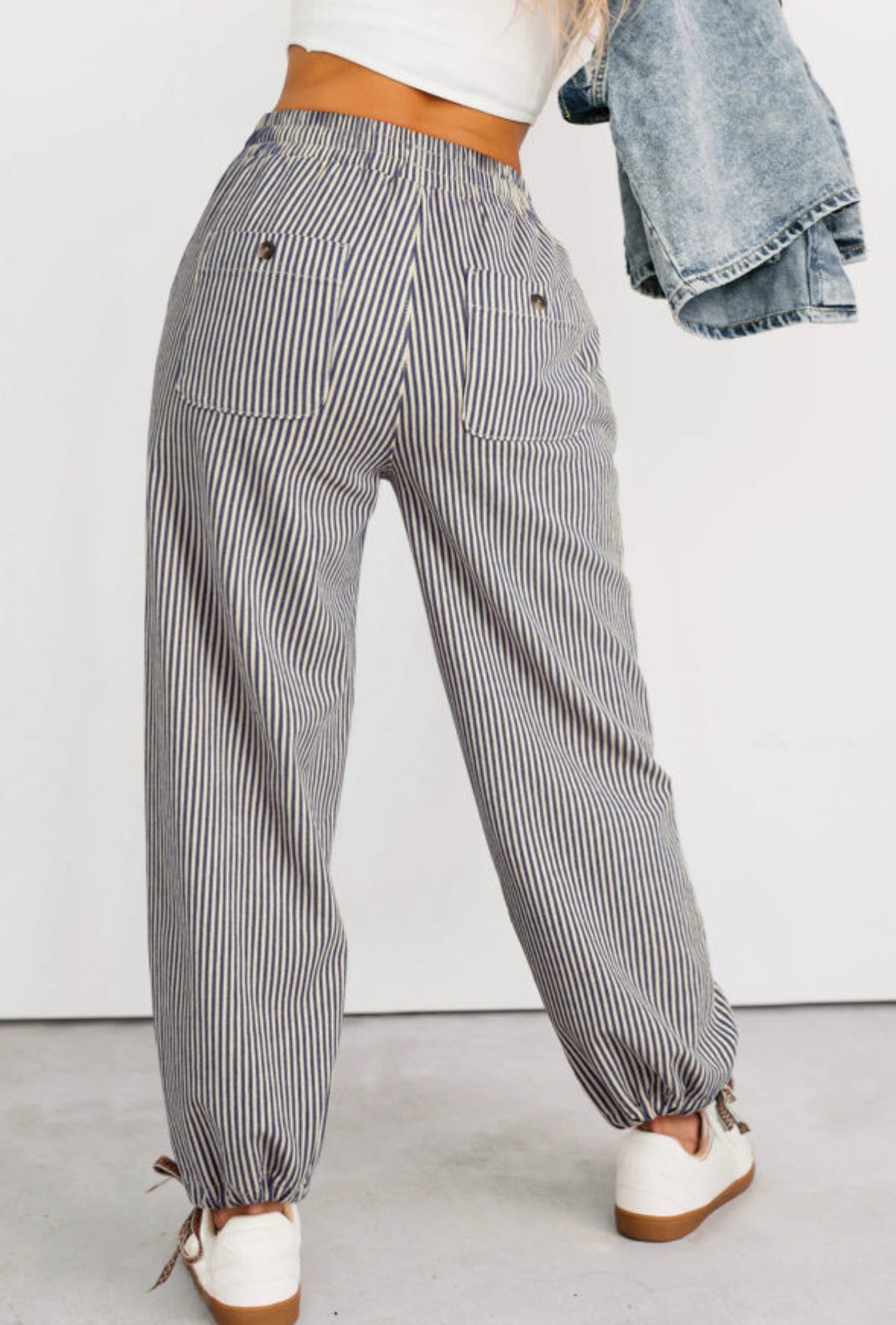 Pre-order Striped Wide Leg Drawstring Pants