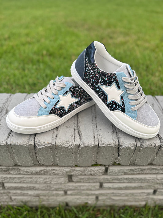 Navy Star Glitter Sneaker
