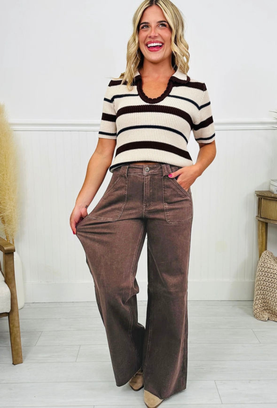 Pre-order Dark Brown Retro Wash Jeans