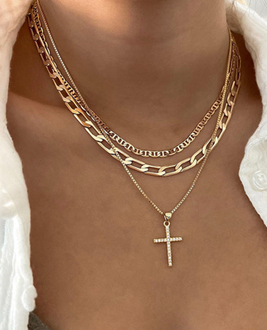 Cross Pendant Stacked Chain