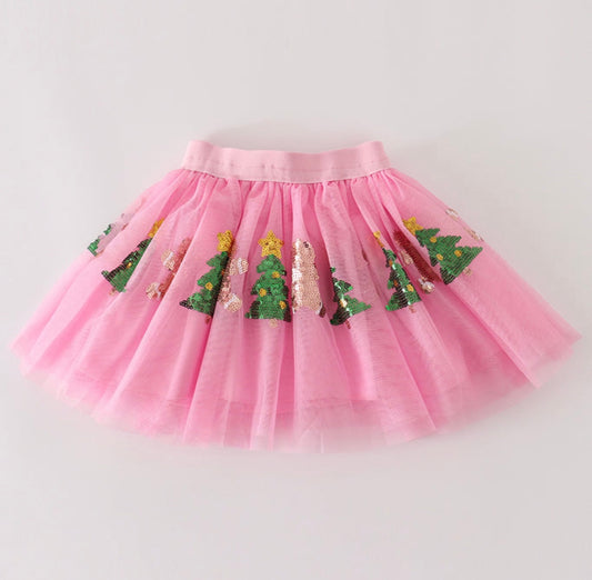 Pink Sequin Christmas Tulle Skirt