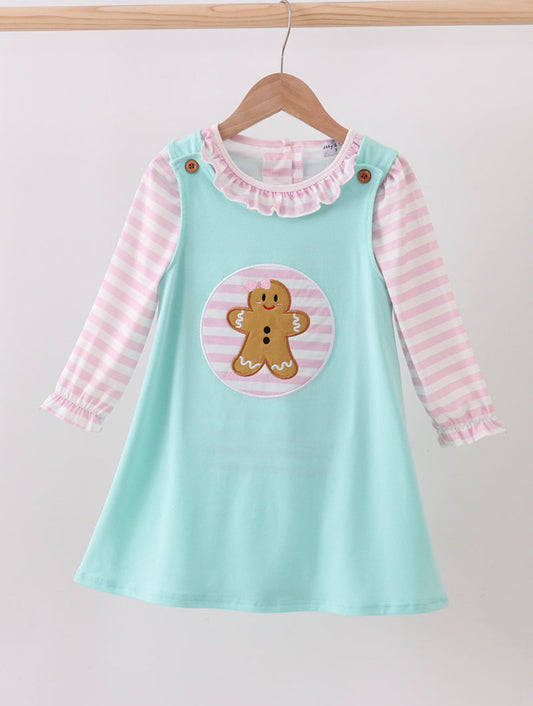Blue Gingerbread Ruffle Dress