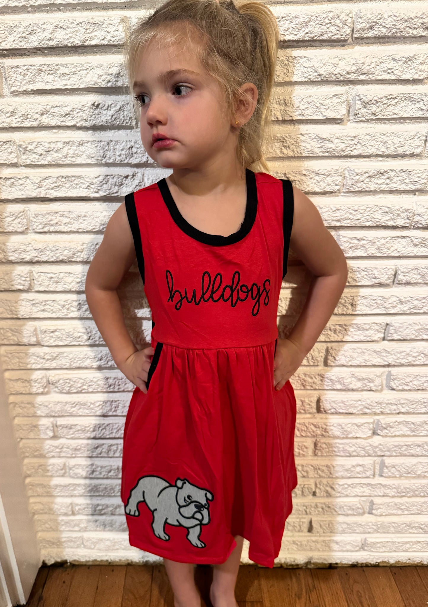 Red and Black Bulldog Gameday Mode Dress