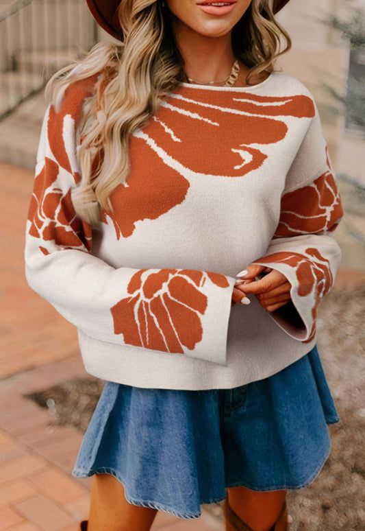 Pre-order Wide Sleeve Floral Sweater