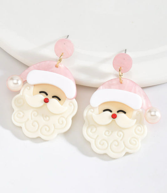 Pink Santa Earrings