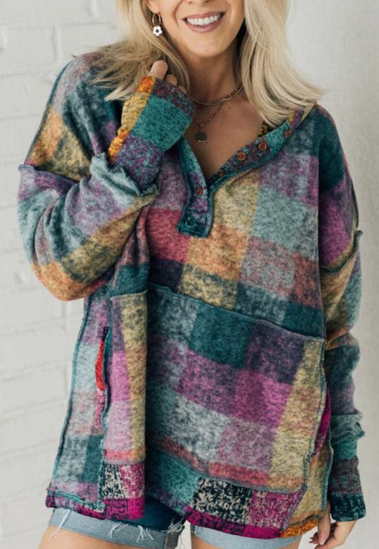 Pre-order Multicolor Plaid Oversized Hoodie