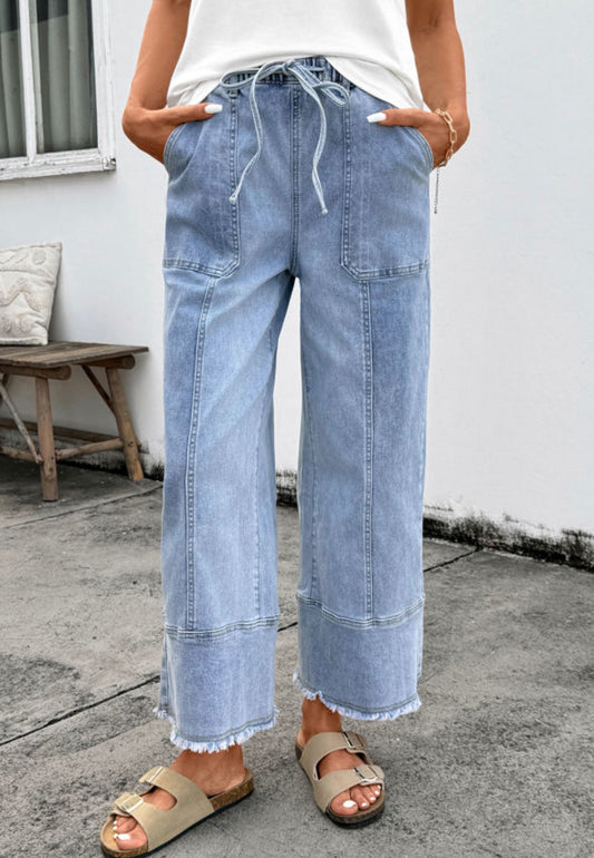 Drawstring Wide Leg Jeans