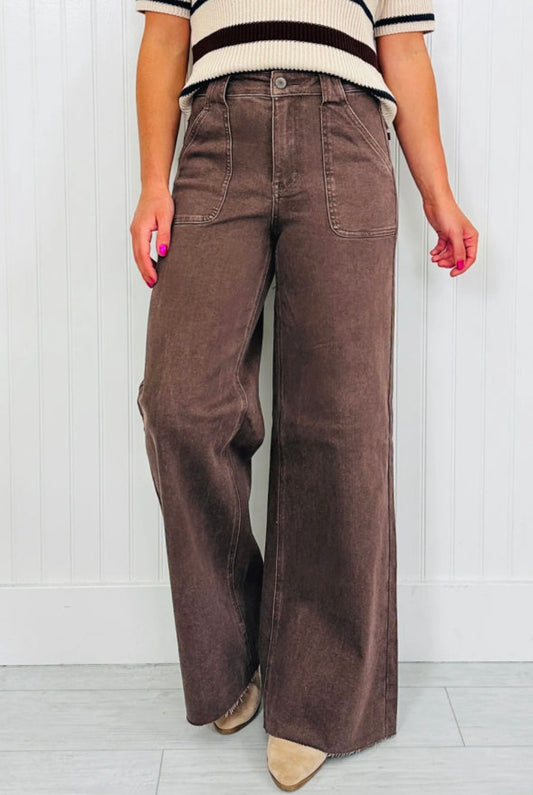 Pre-order Dark Brown Retro Wash Jeans