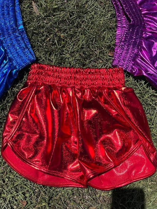 Red Metallic Shorts