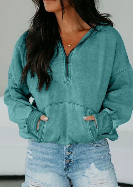 Jade Kangaroo Zip Hoodie