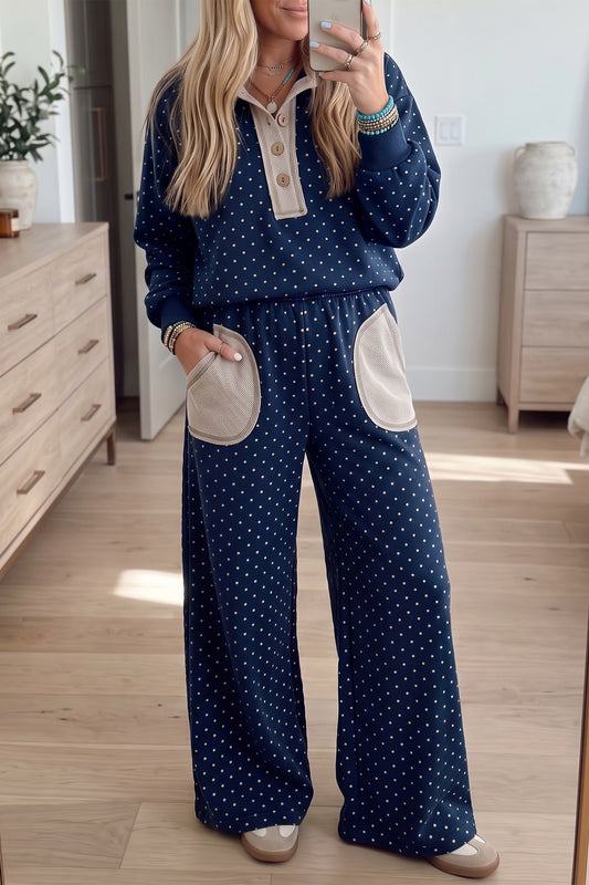 Navy Polka Dot Lounge Set