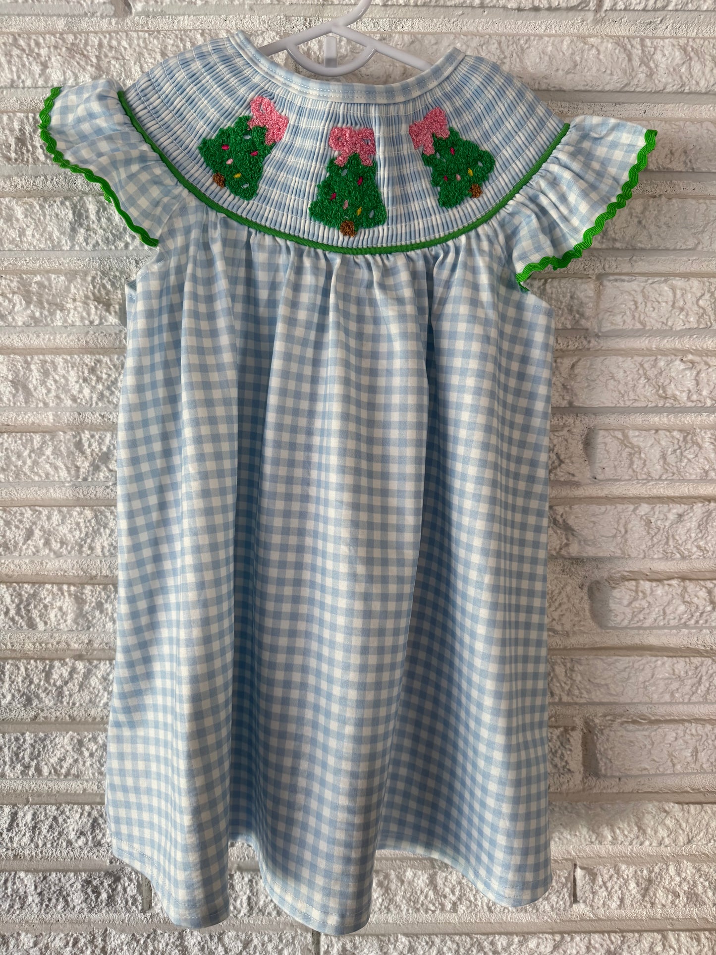 Smocked French Knot Christmas Tree Dress