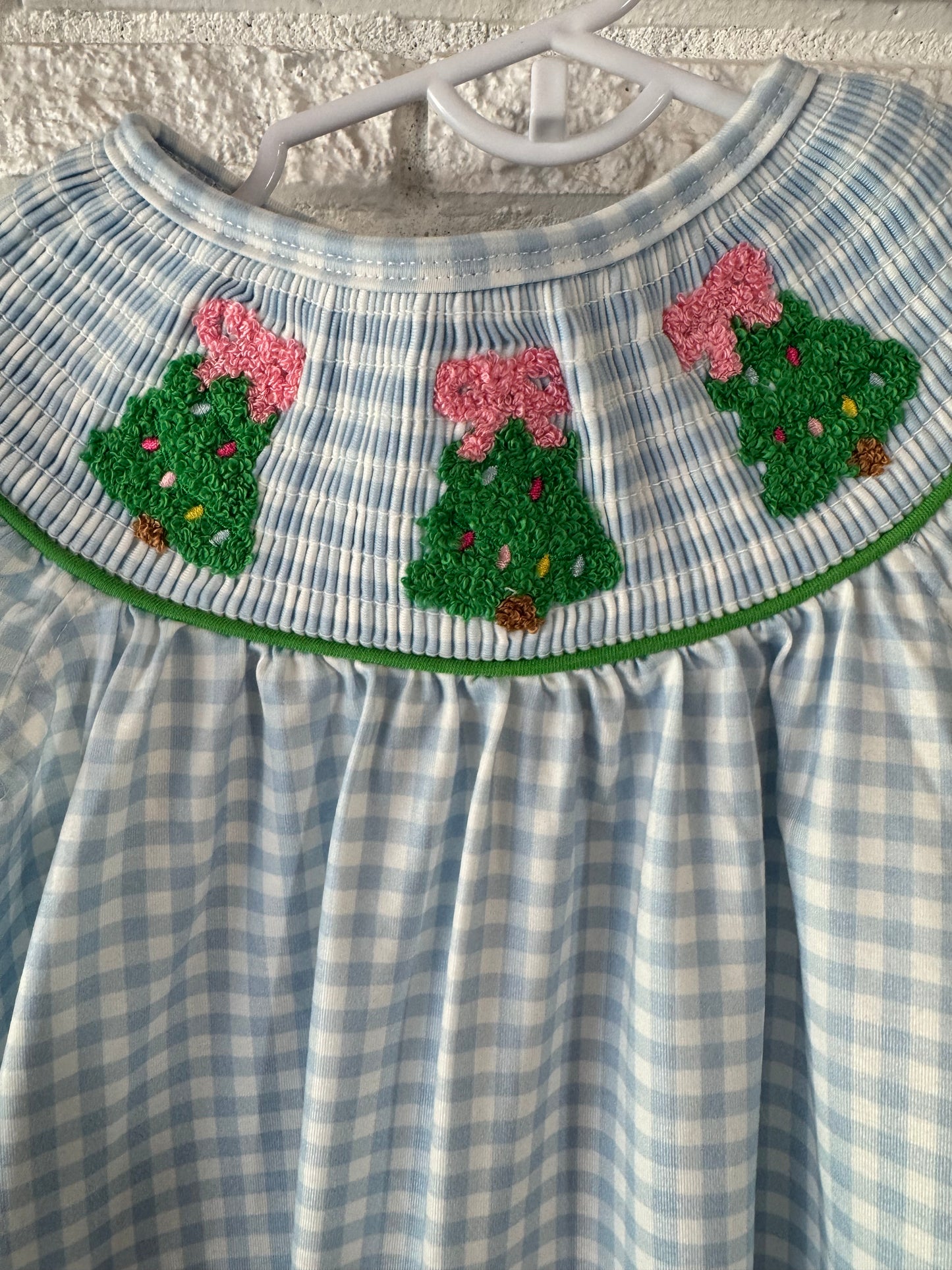 Smocked French Knot Christmas Tree Dress