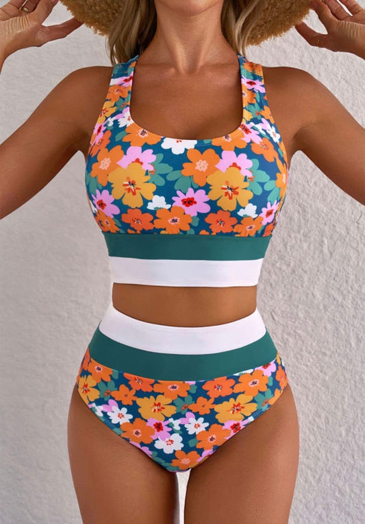 Pre-order Floral Racerback High Waist Bikini