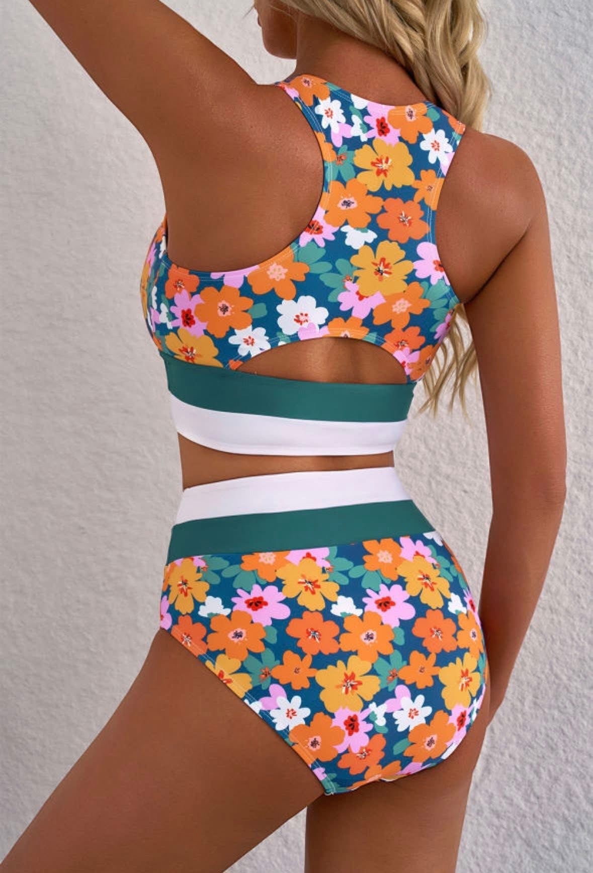 Pre-order Floral Racerback High Waist Bikini