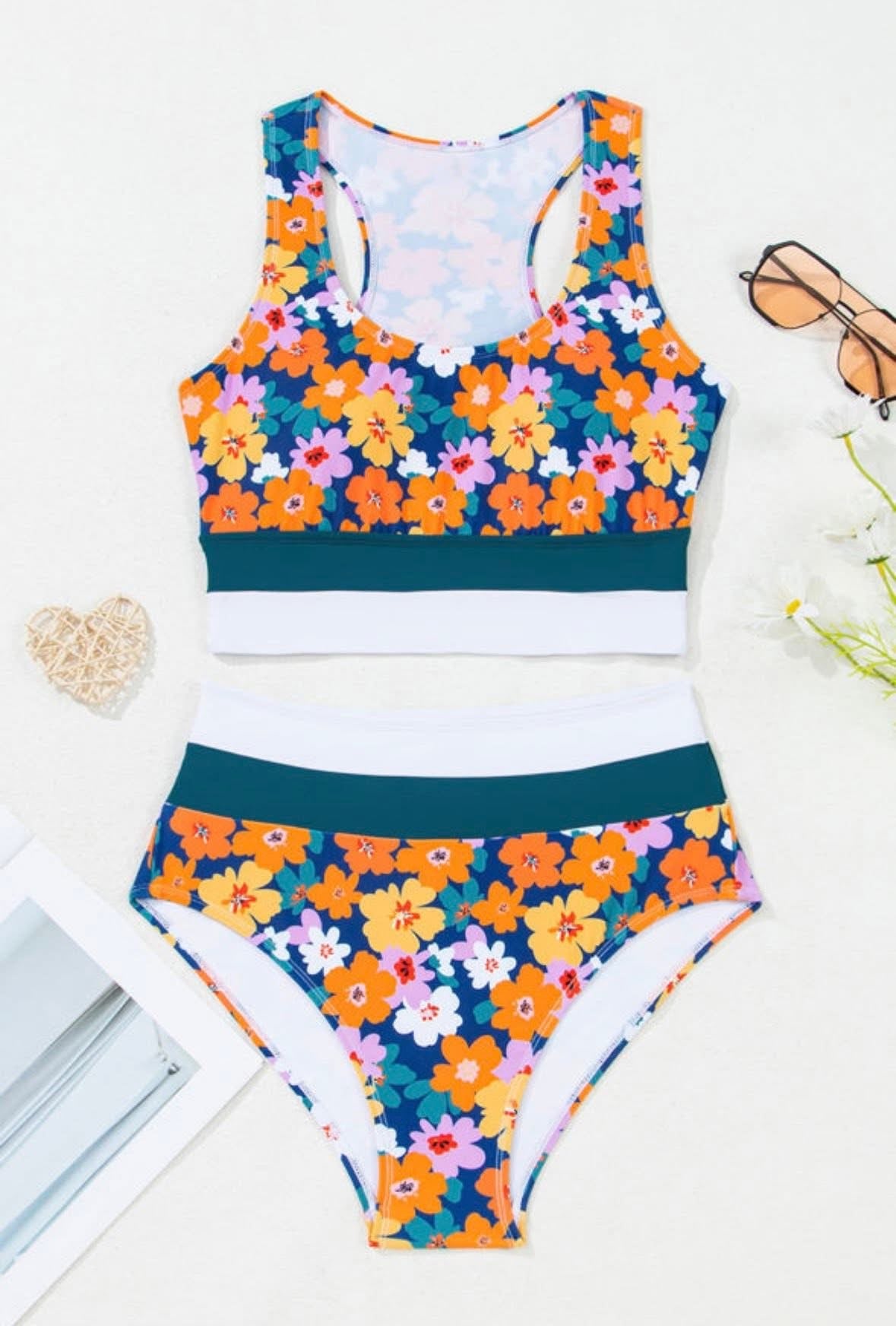 Pre-order Floral Racerback High Waist Bikini